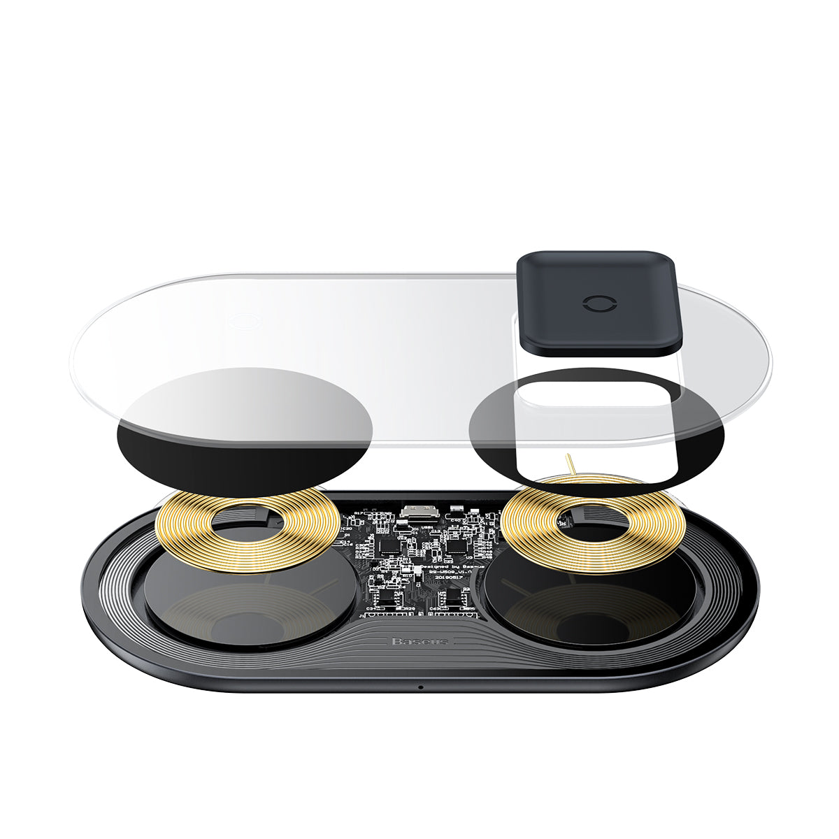 Baseus (15W) 2 in 1 Wireless Charger Transparent