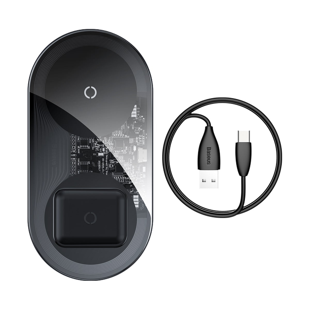 Baseus (15W) 2 in 1 Wireless Charger Transparent