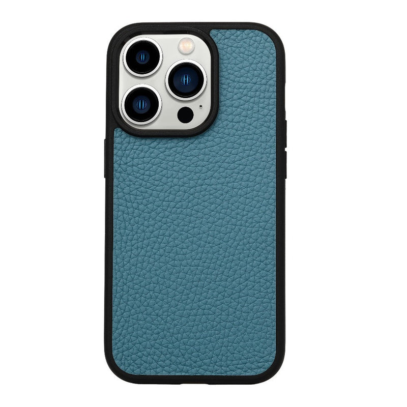 Blue Pebble Real Leather Phone Case for iPhone 14 Series