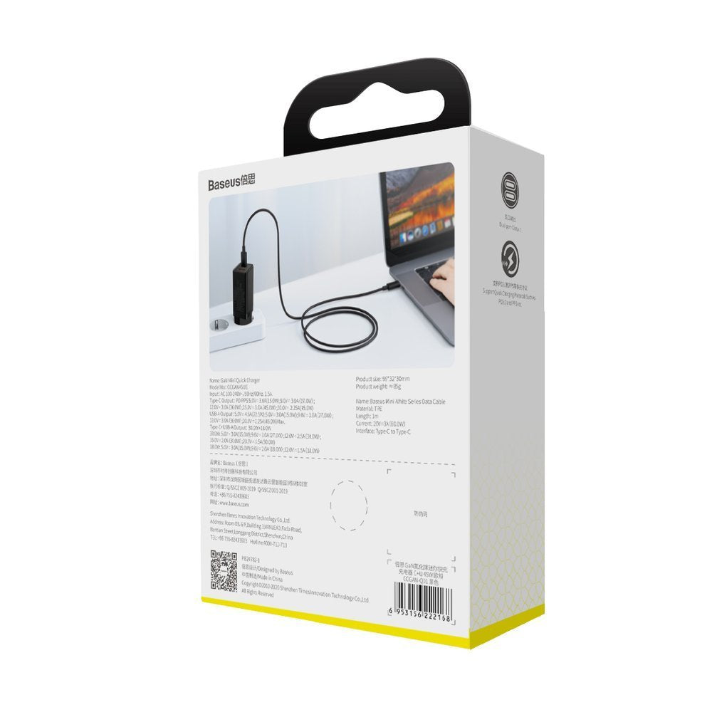 Baseus Gan Technology Quick Charger C+U 45w with Type-C to Type-C cable
