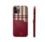 Premium Designer Cherry Checkered Pu Leather Case For iPhone 12 Pro Max