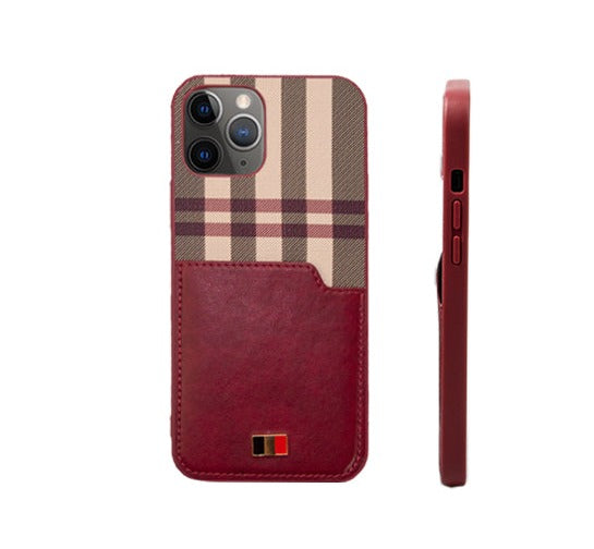 Premium Designer Cherry Checkered Pu Leather Case For iPhone 12 Pro Max