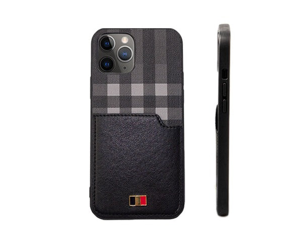 Premium Designer Black Checkered Pu Leather Case For iPhone 12 Pro Max