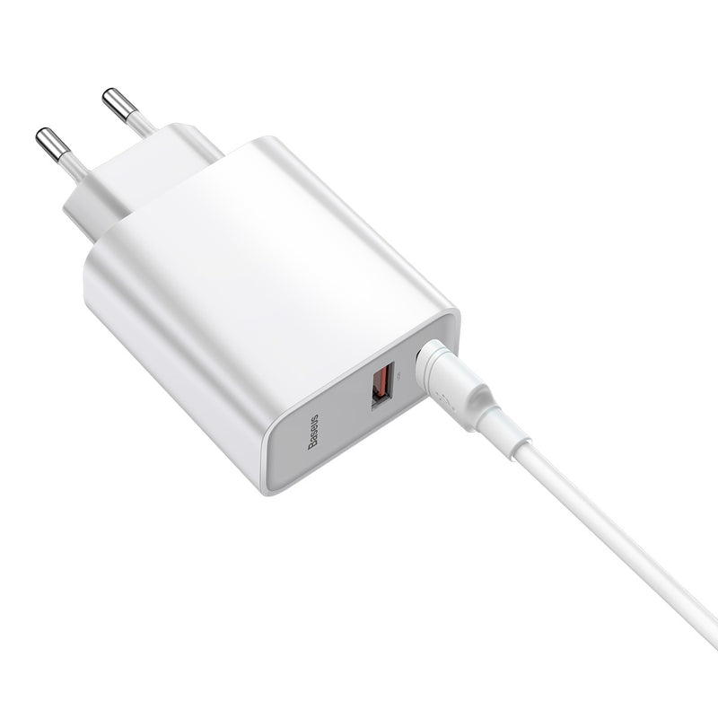 BASEUS 30W TYPE C + USB WALL CHARGER with Type-C to Type-C Cable