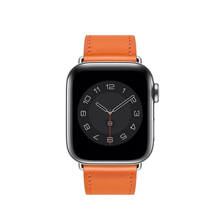 Orange Colour Genuine Leather Apple Watch Band
