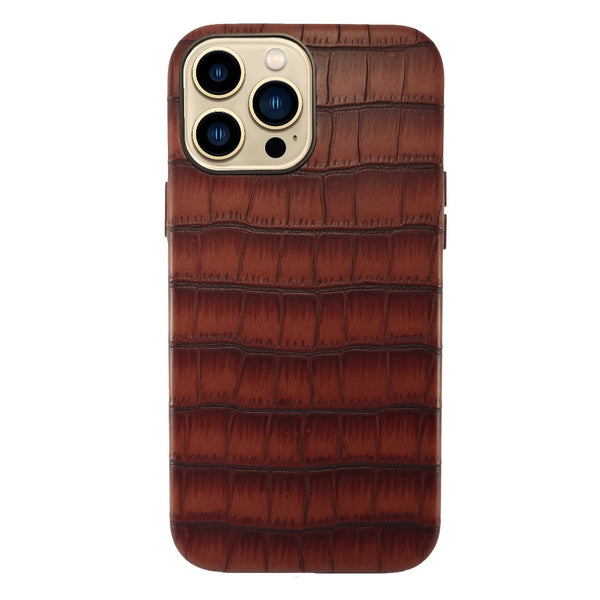 Brown PU  Leather Crocodile Case For iPhone 13 Series