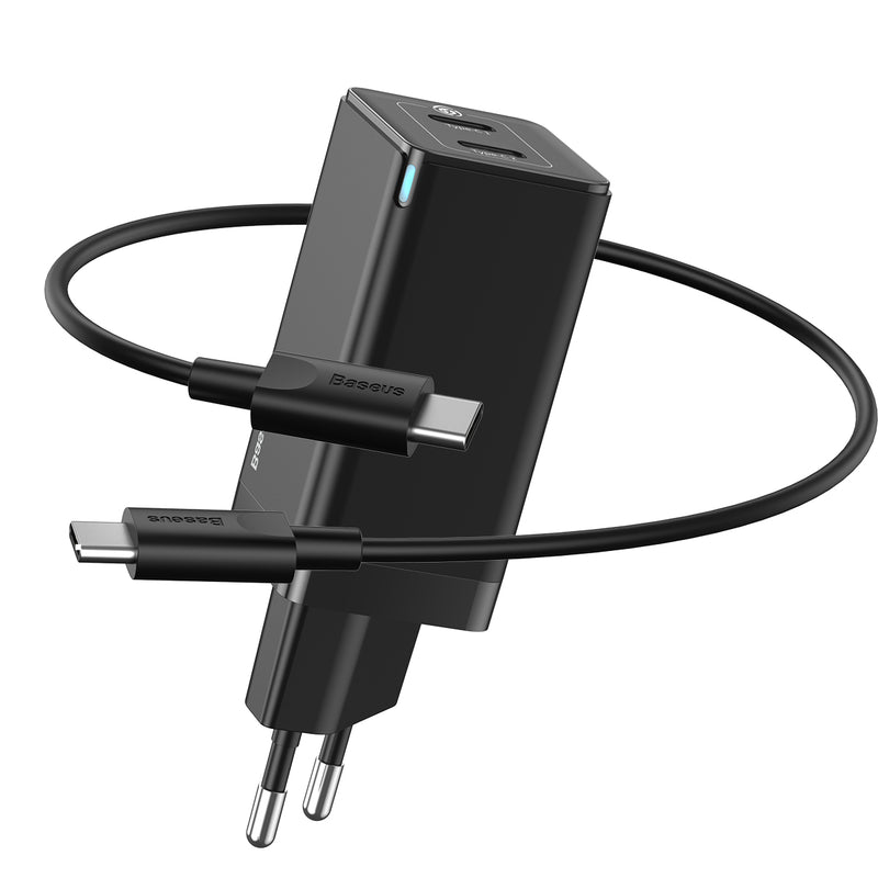 Baseus GaN Mini 45w Dual Type-C Port Charger with Type-C to Type-C Cable