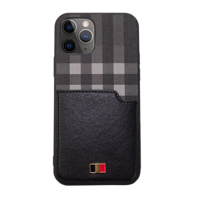 Premium Designer Black Checkered Pu Leather Case For iPhone 12 Pro Max