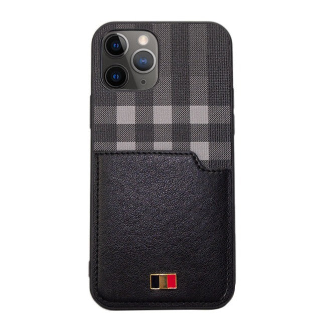 Premium Designer Brown Checkered Pu Leather Case For iPhone 12 Pro Max