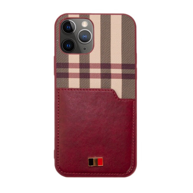 Premium Designer Cherry Checkered Pu Leather Case For iPhone 12 Pro Max