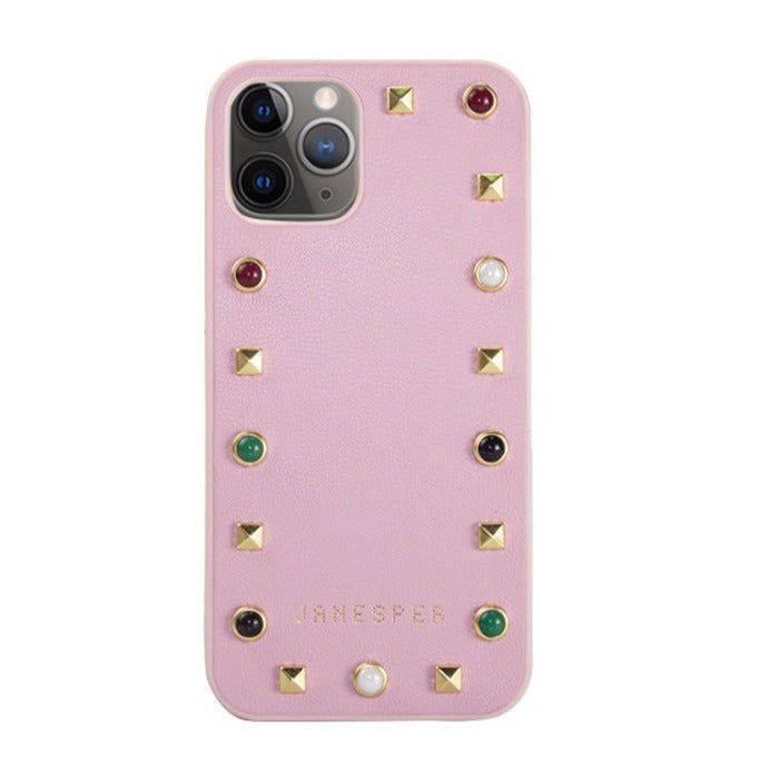 Premium Designer Black Stud Embellished Pu Leather Case For iPhone 12 Pro Max
