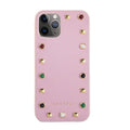 Premium Designer Pink Stud Embellished Pu Leather Case For iPhone 12 Pro Max