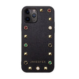 Premium Designer Pink Stud Embellished Pu Leather Case For iPhone 12 Pro Max