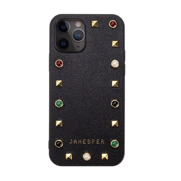 Premium Designer Pink Stud Embellished Pu Leather Case For iPhone 12 Pro Max