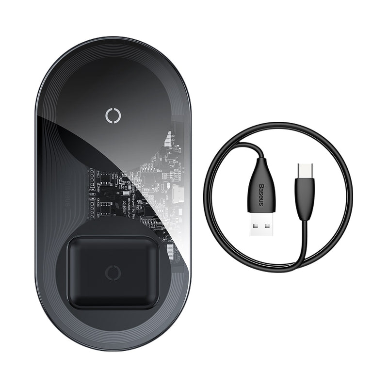 Baseus (15W) 2 in 1 Wireless Charger Transparent