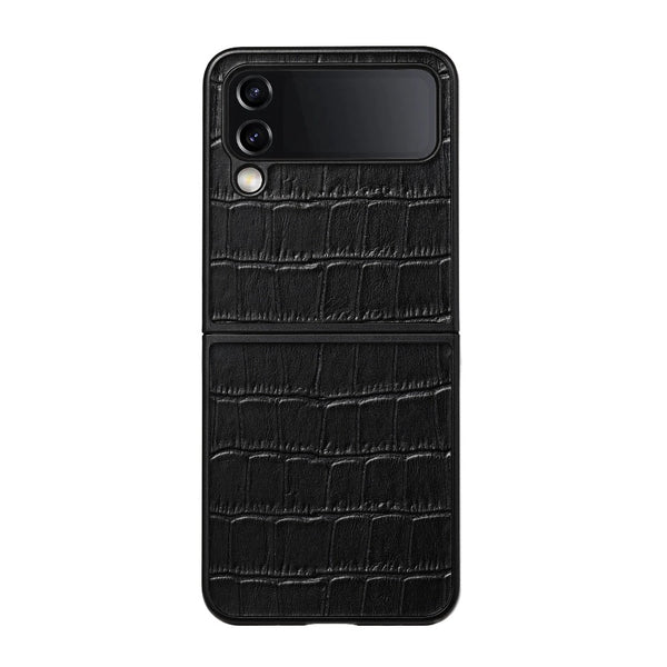 Crocodile Pattern Embossed Real Leather Case for Samsung Flip 4