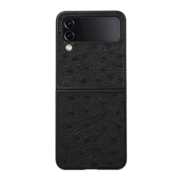 OSTRICH PATTERN EMBOSSED REAL LEATHER CASE FOR Samsung Flip 4