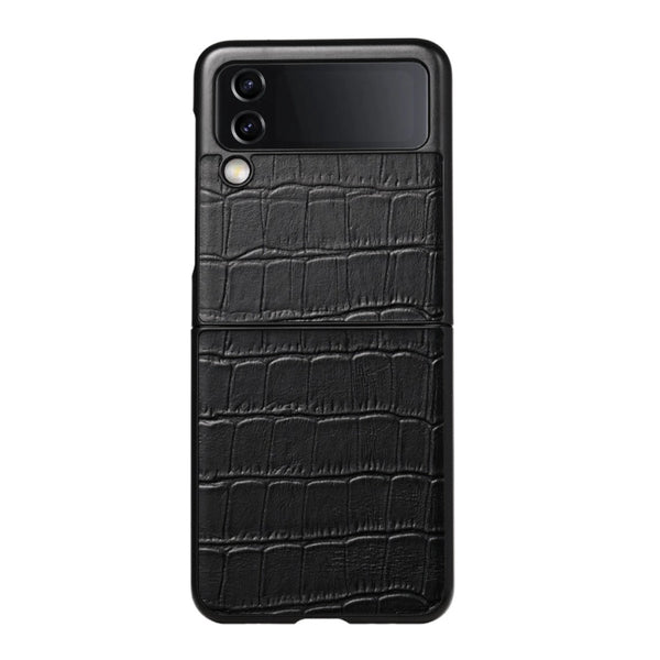 Crocodile Pattern Embossed Real Leather Case for Samsung Flip 3