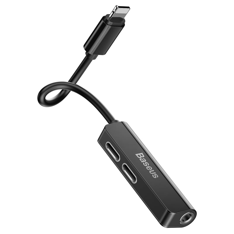 Baseus 3-in-1 iP Male to Dual iP & 3.5mm Female Adapter
