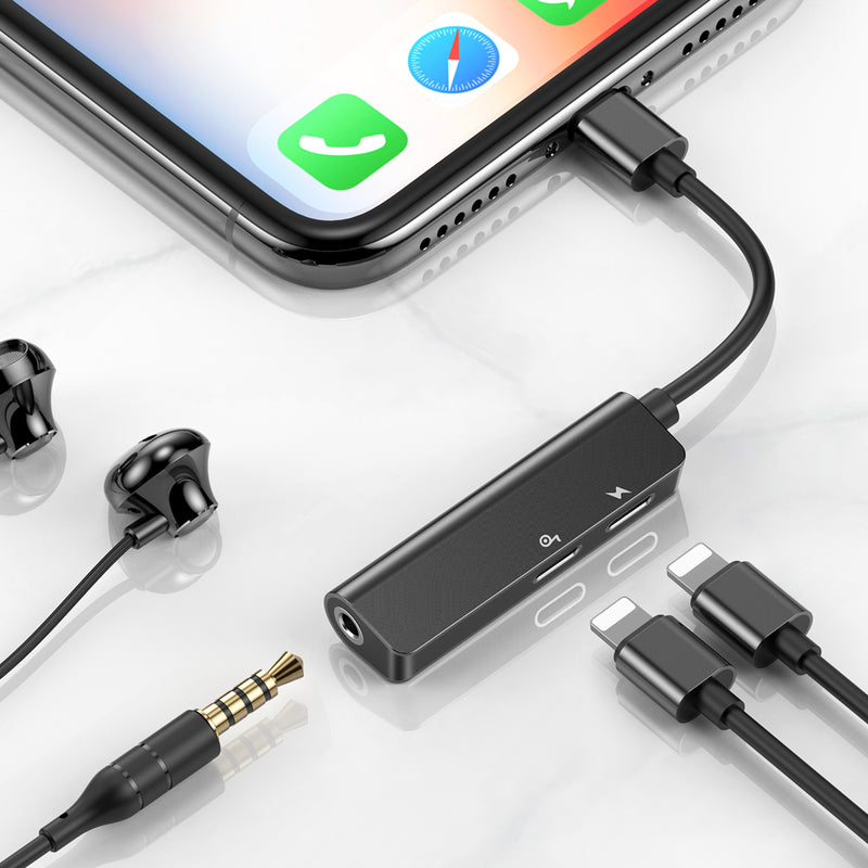 Baseus 3-in-1 iP Male to Dual iP & 3.5mm Female Adapter