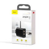 Baseus 3 in 1 PPS Technology 60w Quick Wall Adapter(C+U+U)
